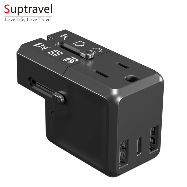 美规转多国转换插头usb+type-c充电器欧规德标澳标英规插头转换器