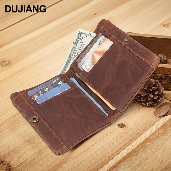 retro short leather wallet