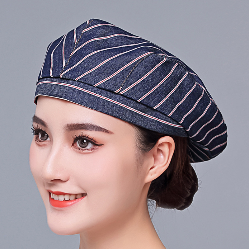 Nueva boina de vaqueros sombrero de cocinero camarero sombrero de trabajo sombrero de frente sombrero de boina de restauración mujer bordado personalizado