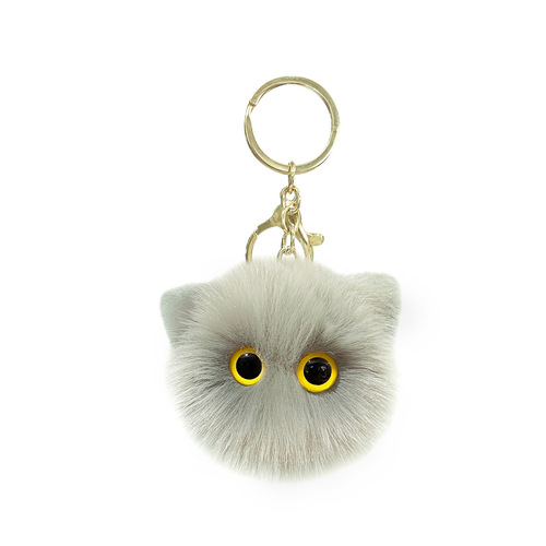 New Bestselling Plush Cat Head Keychain Toy Bag Car Ornament Cute Plush Cat Figurine Small Cat Keychain Decor