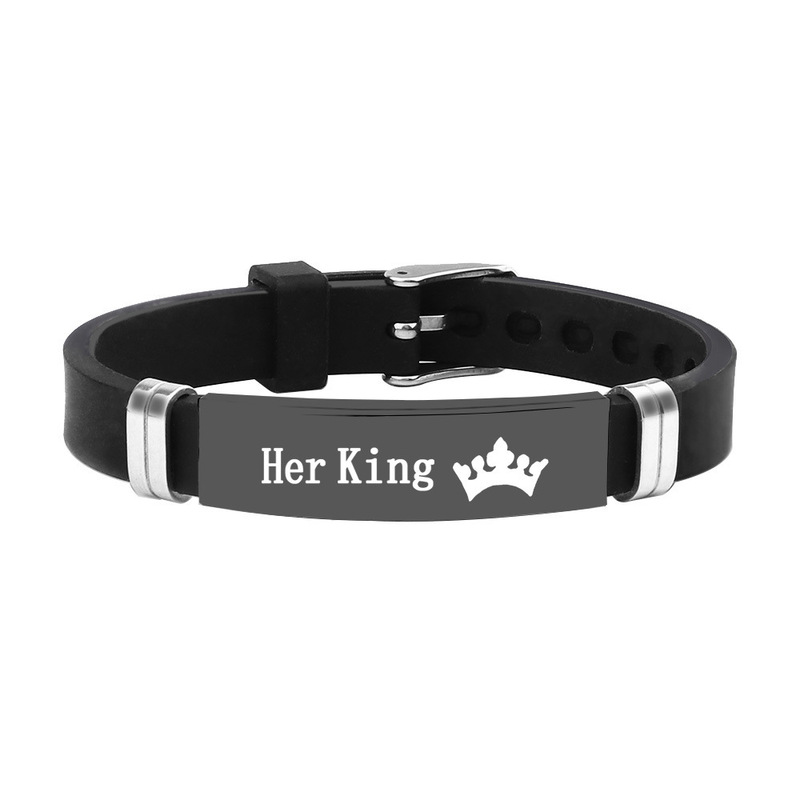 Tiktok New Trendy Korean Style Stainless Steel Valentine's Day Jewelry Small Gifts Couple Silicone Bracelets Couple Source Tiktok New Trendy Korean Style Stainless Steel Valentine's Day Jewelry Small Gifts Couple Silicone Bracelets Couple Source