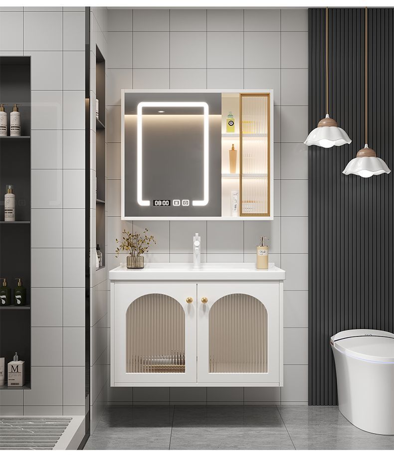 Pastoral simple solid wood washbasin, bathroom cabinet combination, ceramic bathroom integrated, intelligent washbasin and washbasin, oak undefined