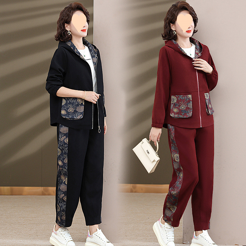 ActiveGo 2025 New Mom Sports Suit Middle-aged Elderly, Spring And Autumn Jacket, Plus Size Casual Top Two-piece Set For Women_voghion.com