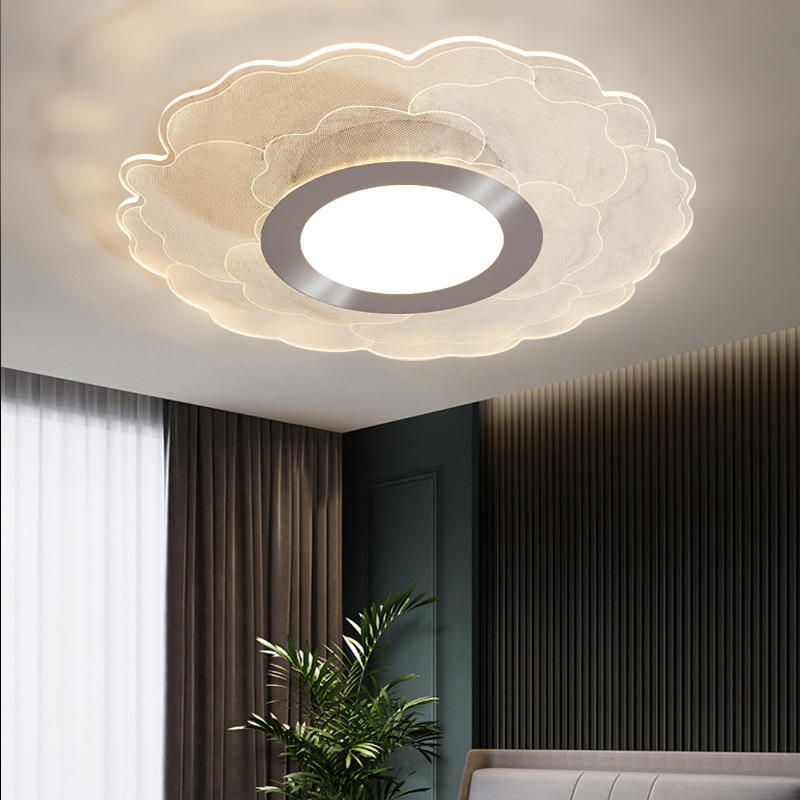 北欧吸顶灯卧室灯简约现代轻奢书房灯玫瑰花型创意个性书房灯led