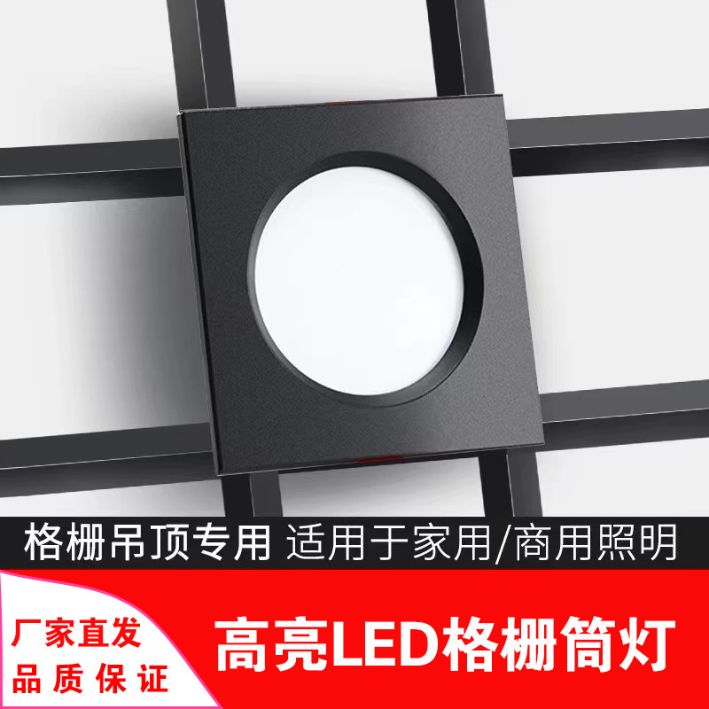 led格栅灯 15x15铝网格吊顶灯单双头10x20黑色葡萄架专用方形筒灯