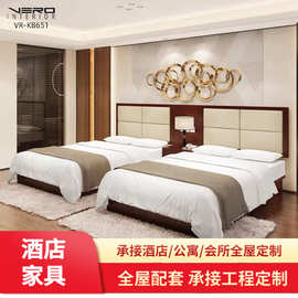 酒店家具标间全套定制快捷宾馆床民宿公寓客房连锁酒店专用床定制