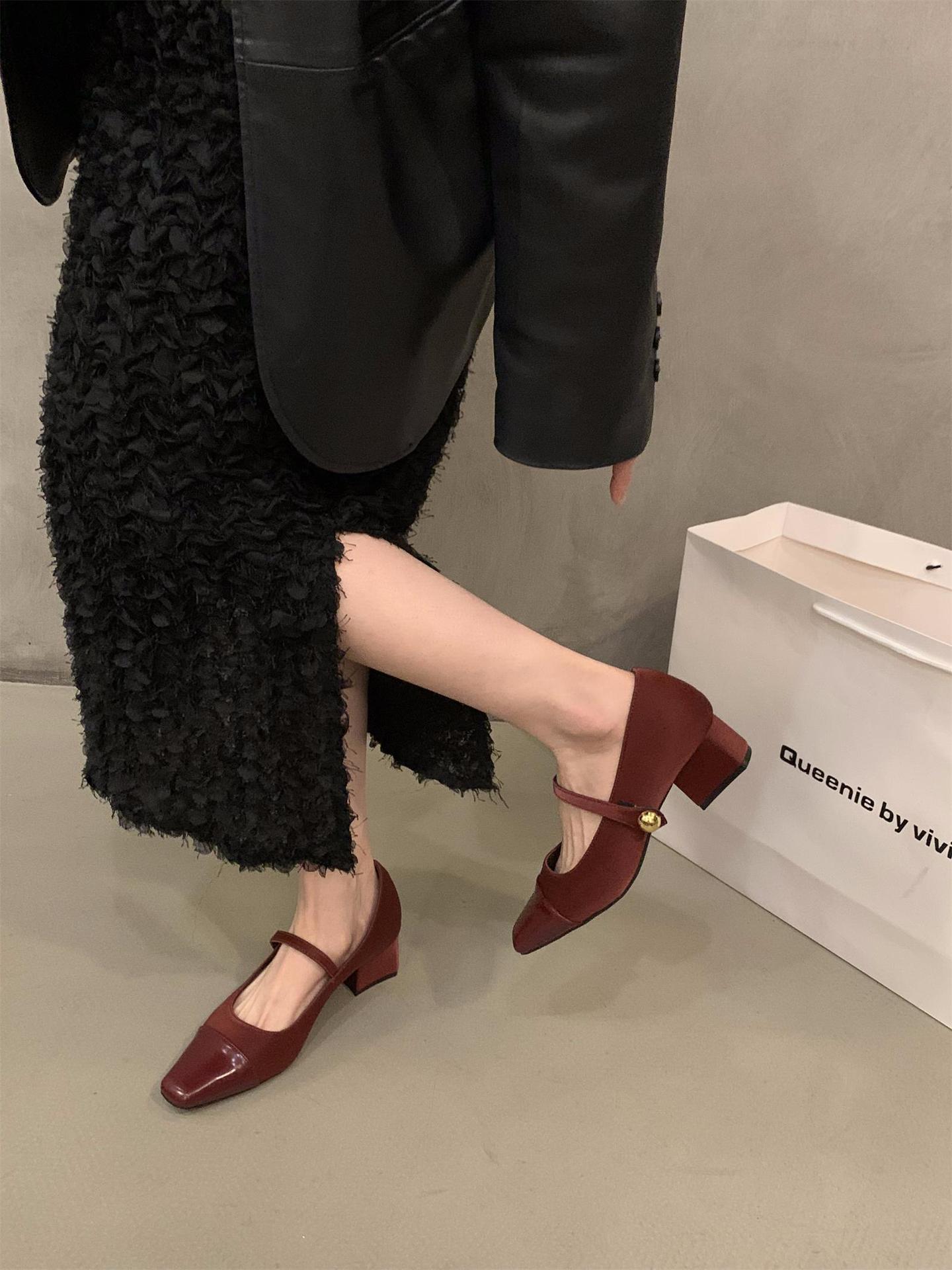 Rode mary jane schoenen dames hak pumps elegante stijl_voghion.com