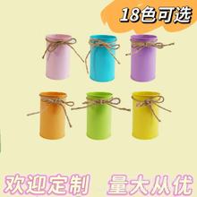 亚马逊美式铁艺花盆复古做旧田园花园装饰多花桶麻绳装饰花现货