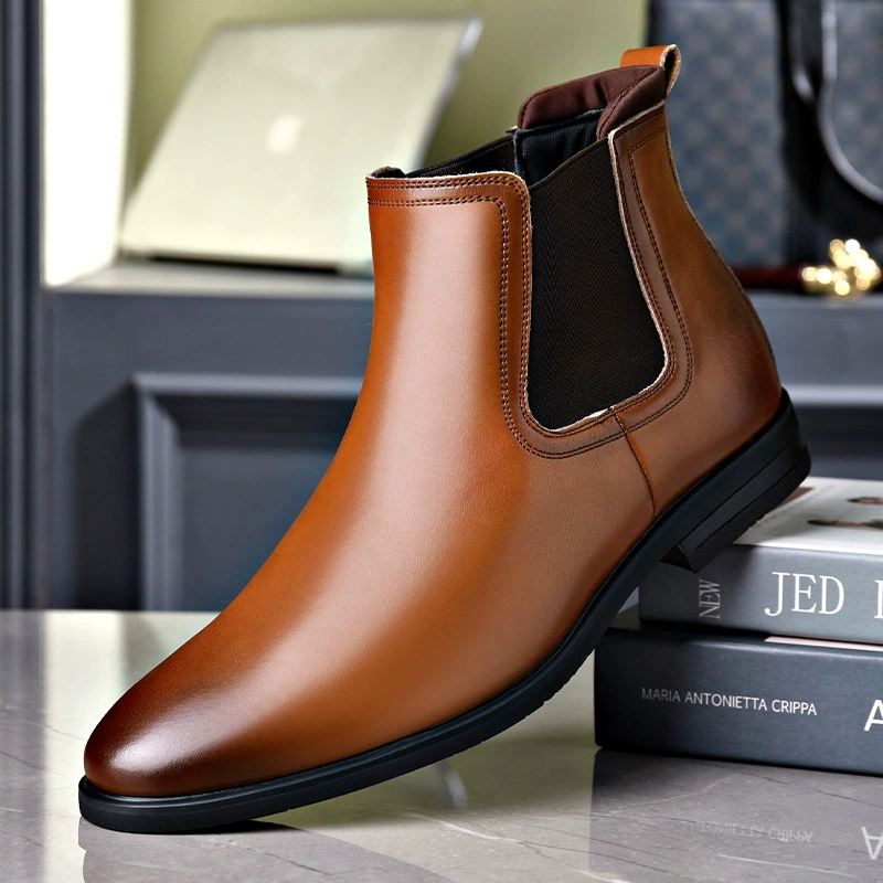 Экстренные размеры Ботинки Челси Мужские кожаные осенне-зимние ботинки с острым носком Ботинки British Martin Мужские высокие ботильоны Костюм