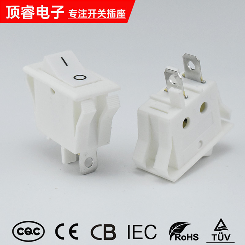 CQC CE认证船型开关白色2脚2档 KCD3  翘板开关船型 V型盖两