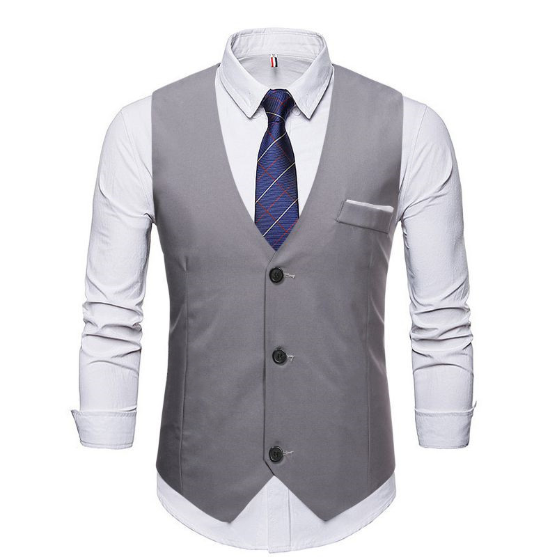 Primavera y otoño estilo coreano moda slim fit traje chaleco hombres traje británico chaleco casual chaleco profesional mejor hombre novio