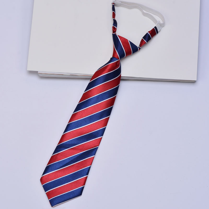 Children's school professional blue red tie with zipper, Korean style 4
