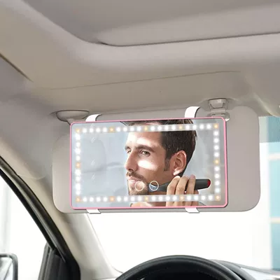 Avtomobil üçün üç rəngli tənzimlənən LED işıqlı HD makiyaj güzgüsü