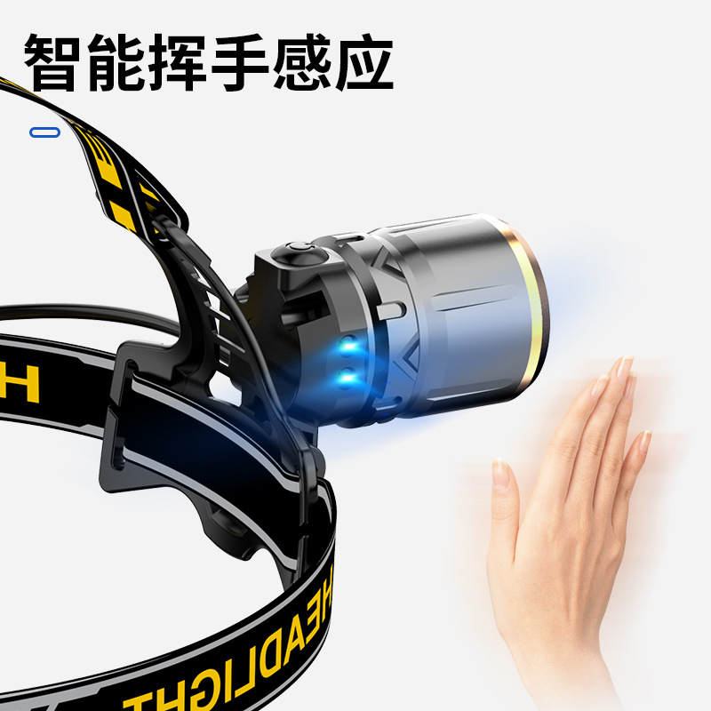 Faros al por mayor, pantalla eléctrica digital en el lado de la cabeza, faro de luz fuerte, láser blanco de alta potencia, iluminación de inducción para exteriores, electricidad