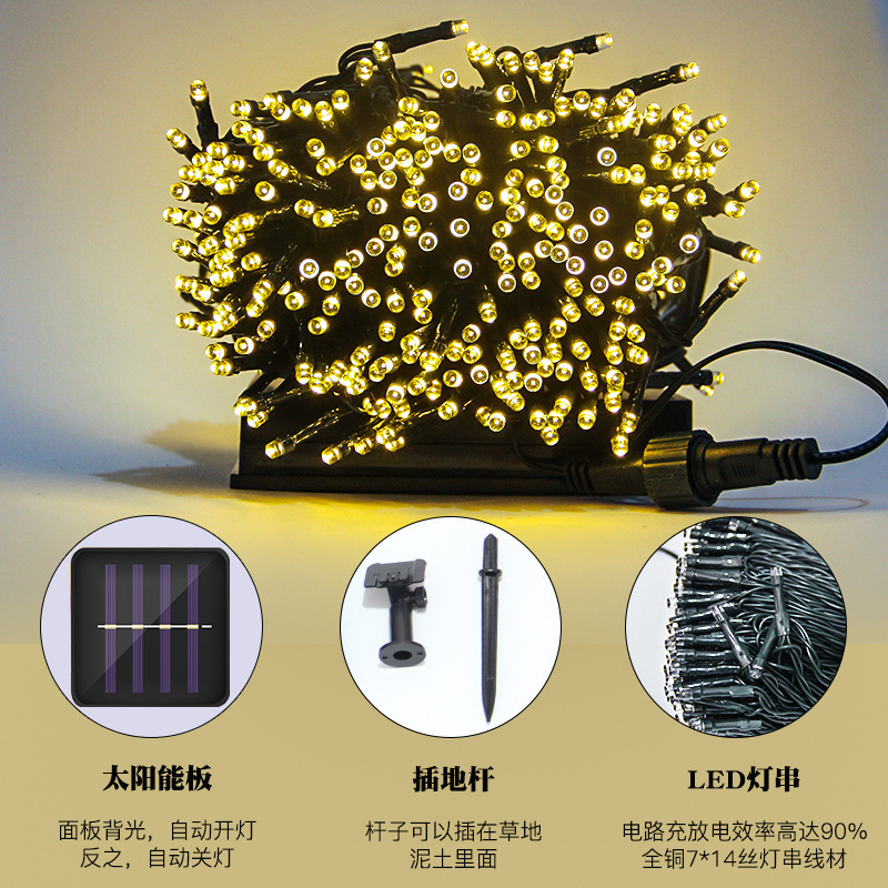 Luces solares LED, luces navideñas, luces para días festivos, luces para acampar al aire libre, luces decorativas para bodas, luces de estrellas para exteriores