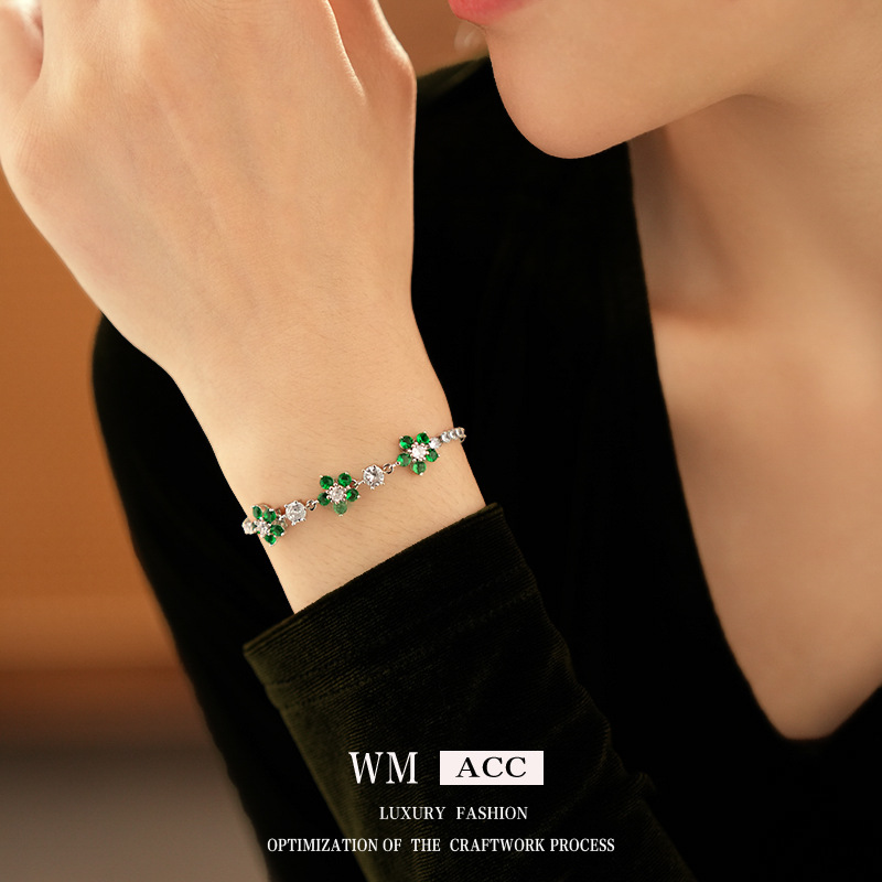 Zirconio brillante pulsera floral minimalista nicho de diseño francés pulsera creativa moda alta sensación de joyería exquisita al por mayor