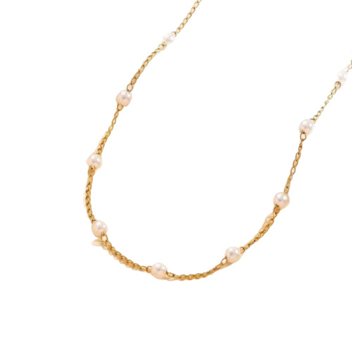 Cross-border Western and Eastern New Style Simulated Pearl Cross Necklace Fashion Simple Lock Chain Lady Personality Retro Accessory