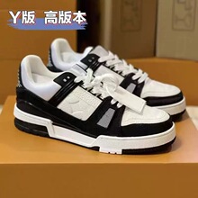 头层牛皮纯原trainer空胶工艺面包鞋白黑熊猫男女鞋情侣运动休闲