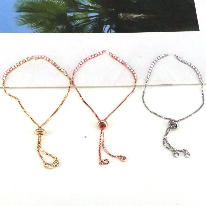 Colorpreserving DIY jewelry accessories white zirconium pushpull copper braceletpicture2