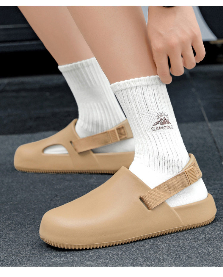 Dép lê nam bít mũi đúc nguyên khối đế mềm chống trượt, thoáng khí đi biển mùa hè — Màu kaki, Màu nâu, Xanh lá cây, màu xám chi tiết 6