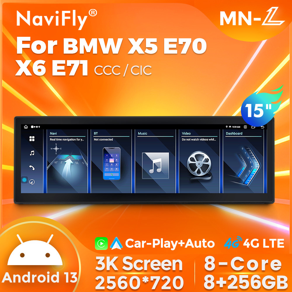 BMW X5 E70 və X6 E71 üçün 15 düymlük Android Carplay ekranı