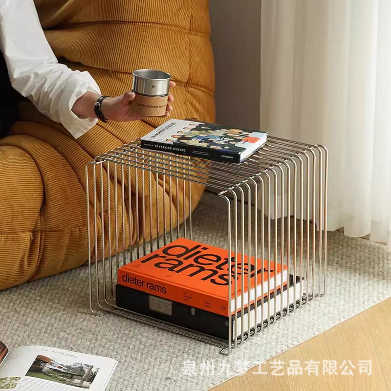 Metal Side Table Line Storage Rack Bedside Table Storage Bookshelf Floor-Standing Wall-Mounted Sofa Side Cabinet Small Table Small Coffee Table