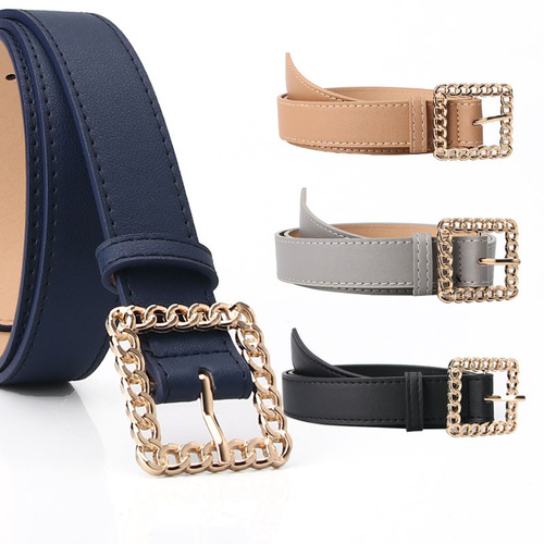 Trendy Lady Belt with Hollow Square Buckle, Women's Decorative Belt, Elegant and Simple Denim Belt, Factory Wholesale