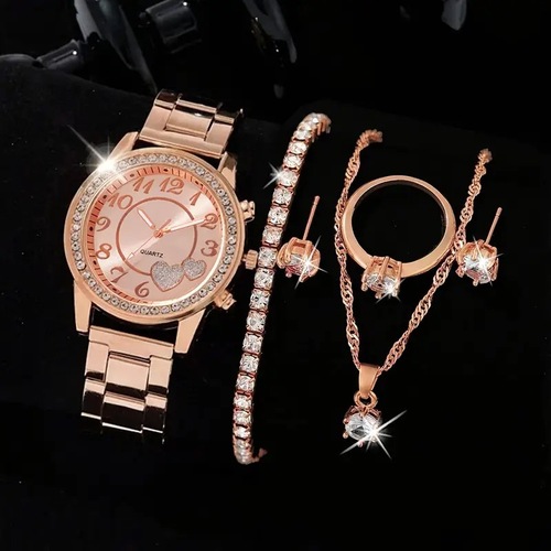 女士手表套装时尚百搭石英手表+简约饰品套装6pcs/set
