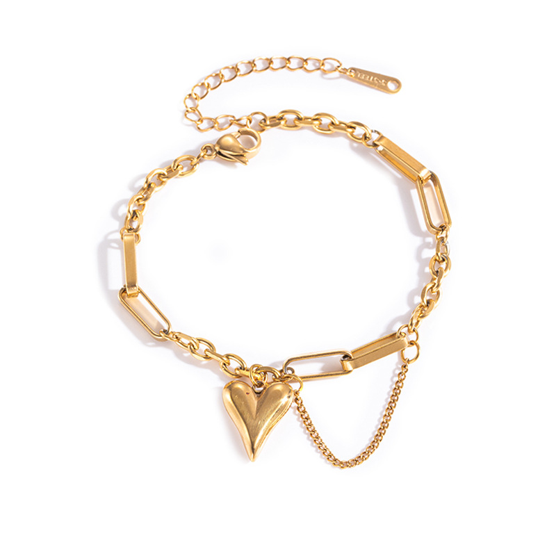 11g Weight 0.03µm Gold Plating Thickness Electroplated Gold Plating Process Golden Plated Plating Material Stone-Free Inlay Material Necklace Classification cable chain Chain Type 1 Piece Quantity Holiday, Daily Occasion 201 Stainless Steel Material Animal, Heart Shape, Butterfly Pattern Women's Gender Sweet Style Plating Craft Titanium Steel Chain Heart Shape Bracelets Necklace 9