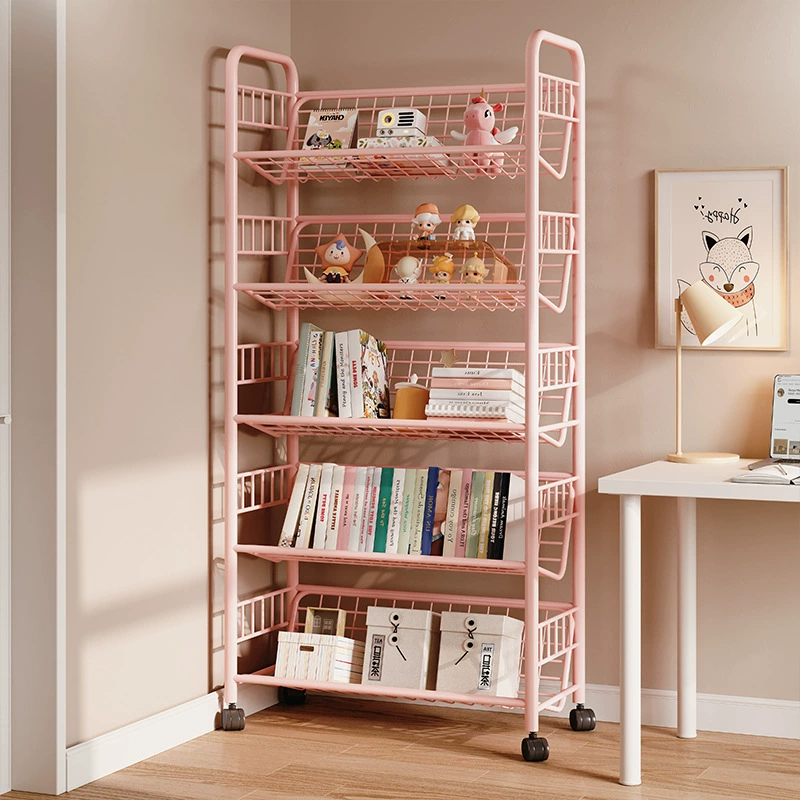 Книжная полка Железная стеллаж для книг с картинками Стеллаж для хранения Встроенный бытовой простой книжный шкаф Съемный стеллаж для хранения Напольный