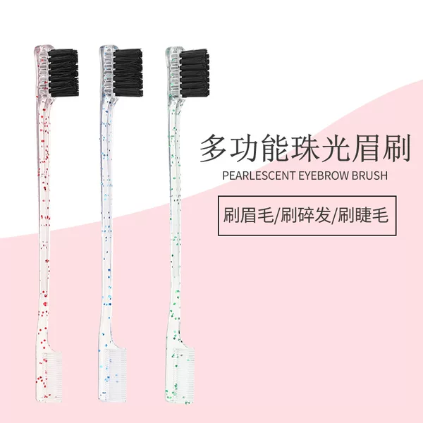 Manufacturer in stock pearlescent makeup brush multifunctional double-headed eyebrow brush eyelash brush broken hair modification toothbrush beauty tools