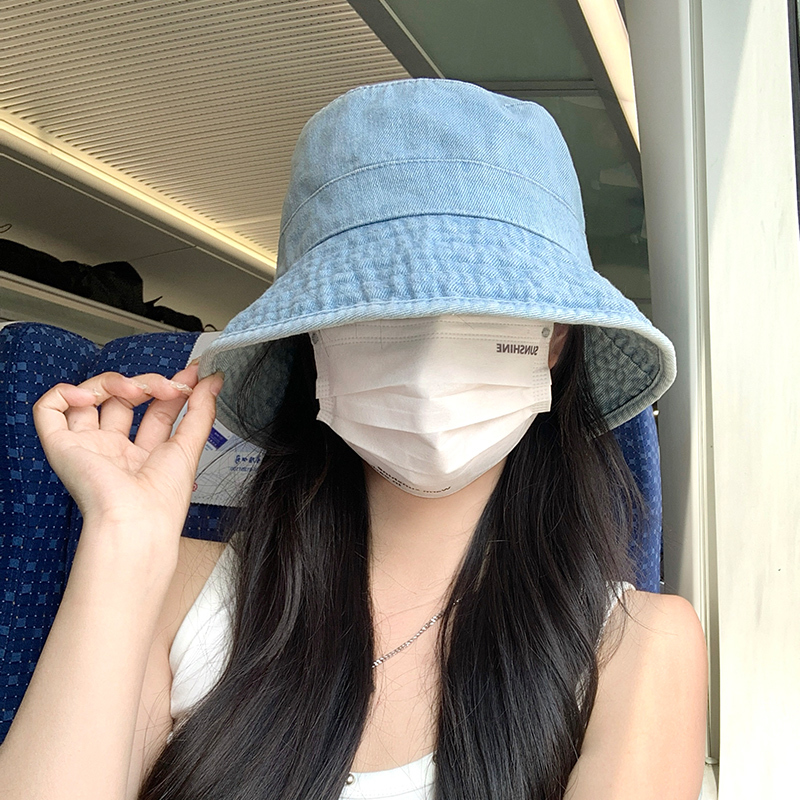 早秋新款水洗渔夫帽时尚通勤素颜牛仔帽清爽简约防晒显脸小遮阳帽|undefined
