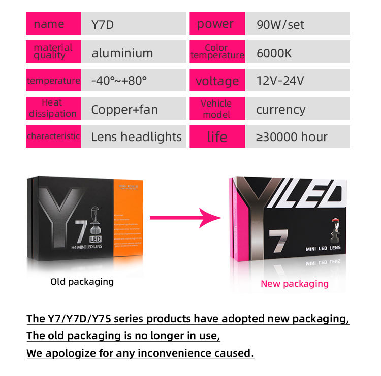 Y7 Laser Lens H4 Led Headlight 12V Car High and Low Beam Integrated Headlight Modified Motorcycle H4 Dual Light Lens