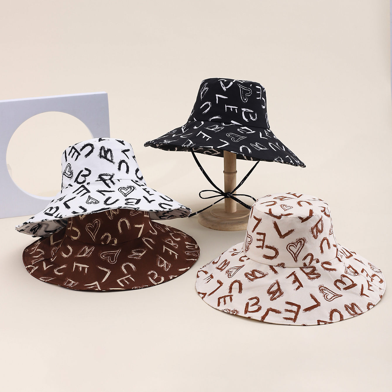 Verano nuevo estilo gorro de pescador letra gorro de lavabo protector solar ultravioleta sombrero para el sol sombrilla cabeza grande sombrero para el sol sombrero de doble cara