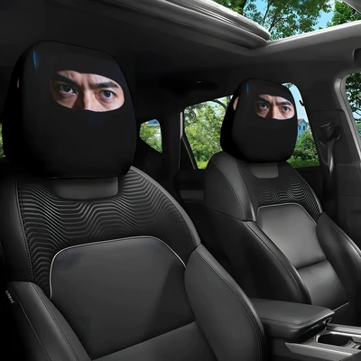 Universal seat cover: dropshipping; we can create designs based on - mysterious-gaze-of-the-cold-mask-double-sided-printing-2-pack