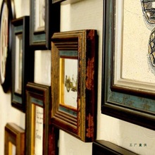 复古美式照片墙欧式相框墙组合装饰挂墙相片墙客厅餐厅背景墙实木