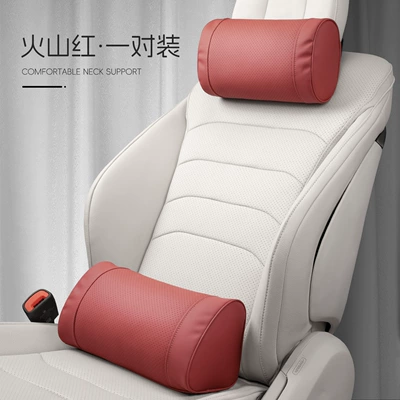 Headrest: four seasons BMW Mercedes-Benz - o-shaped-model-volcano-red-headrest-lumbar-support-one-each