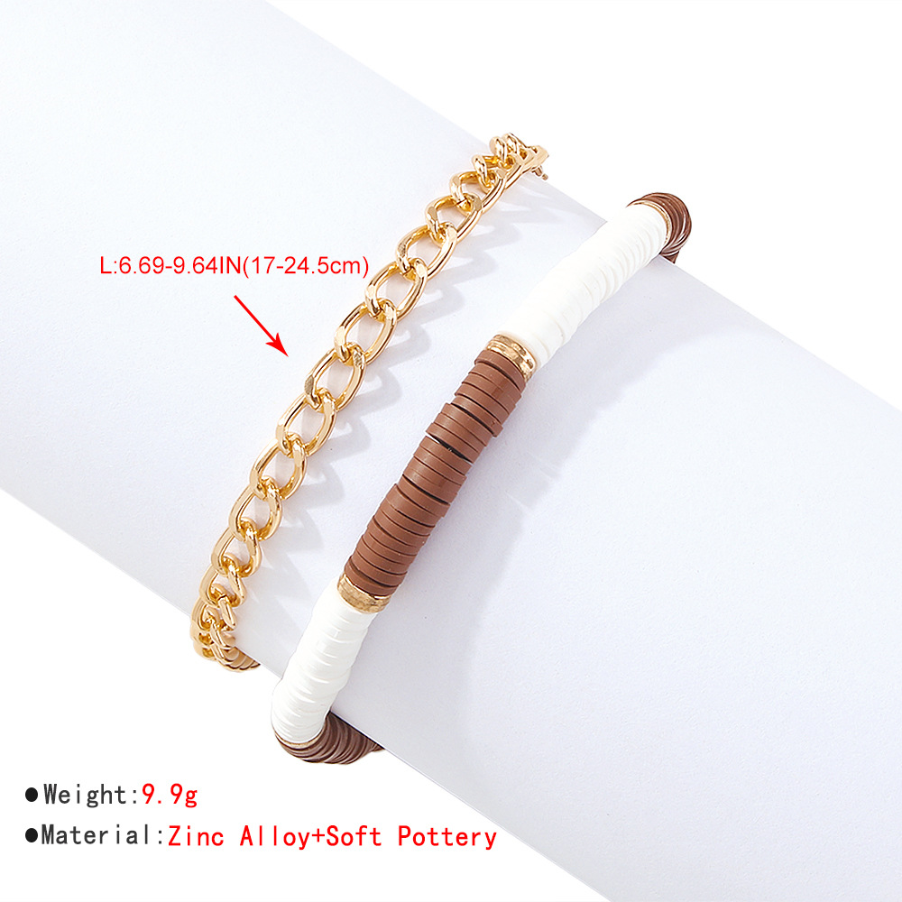 European And American Jewelry Geometric Soft Ceramic Bracelet Set Retro Simple Hollow New Jewelry Female display picture 4