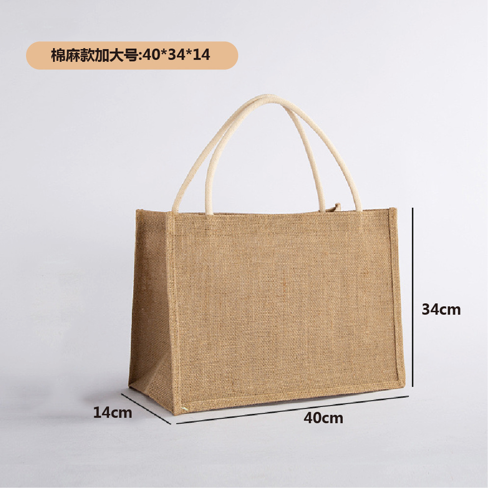 Spot bolsa de lino portátil con núcleo en blanco publicidad publicidad bolsa de lino de imitación patrón de impresión en color personalizado personalizado