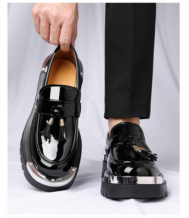 Giày lười nam da PU cổ thấp mũi vuông, giày da nam phong cách casual, form rộng — màu nâu, đen chi tiết 18