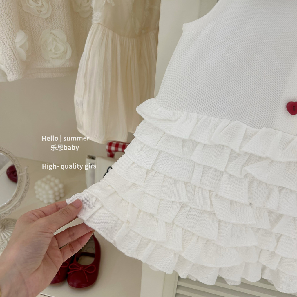 [Le En baby] Vestido de niña Falda de pastel de verano Estilo princesa Bebé Estilo occidental Lindo chaleco Falda delgada