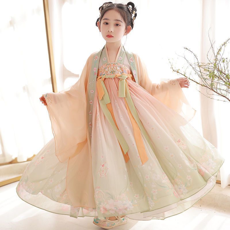 Children hanfu girls summer ancient super fairy costume Ru summer wind dress  girl Chinese skirt outfit performance