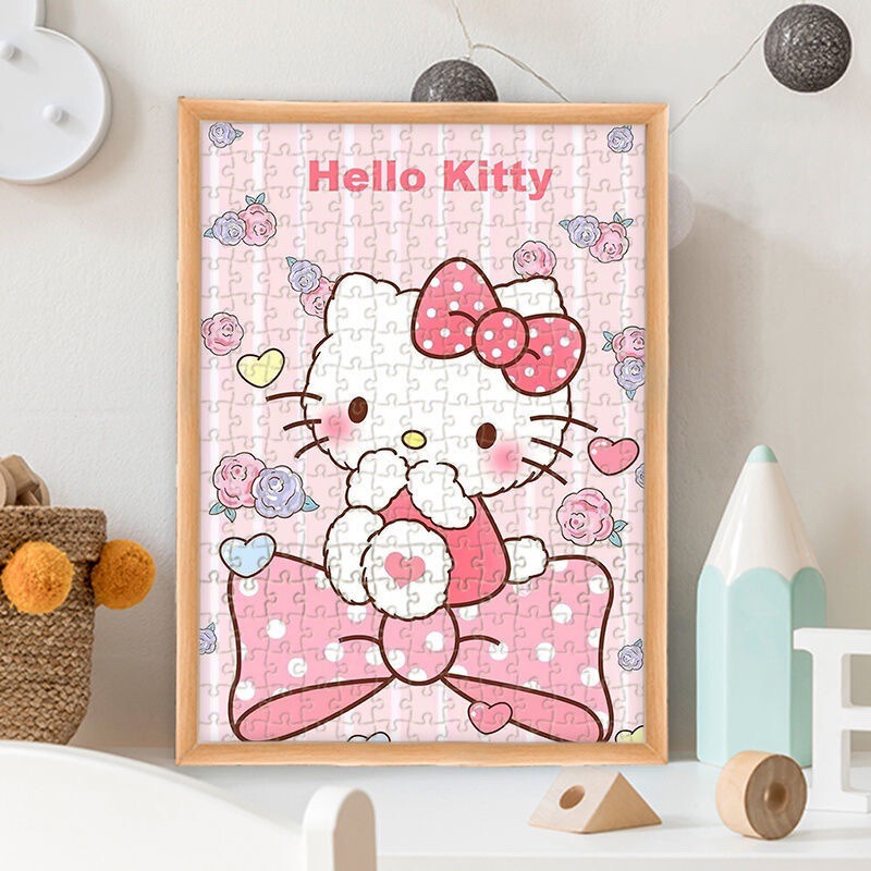 Cute Wooden Puzzle Hello Kitty Decoration DIY Handmade Creative Gift for Couple Best Friend Birthday Gift