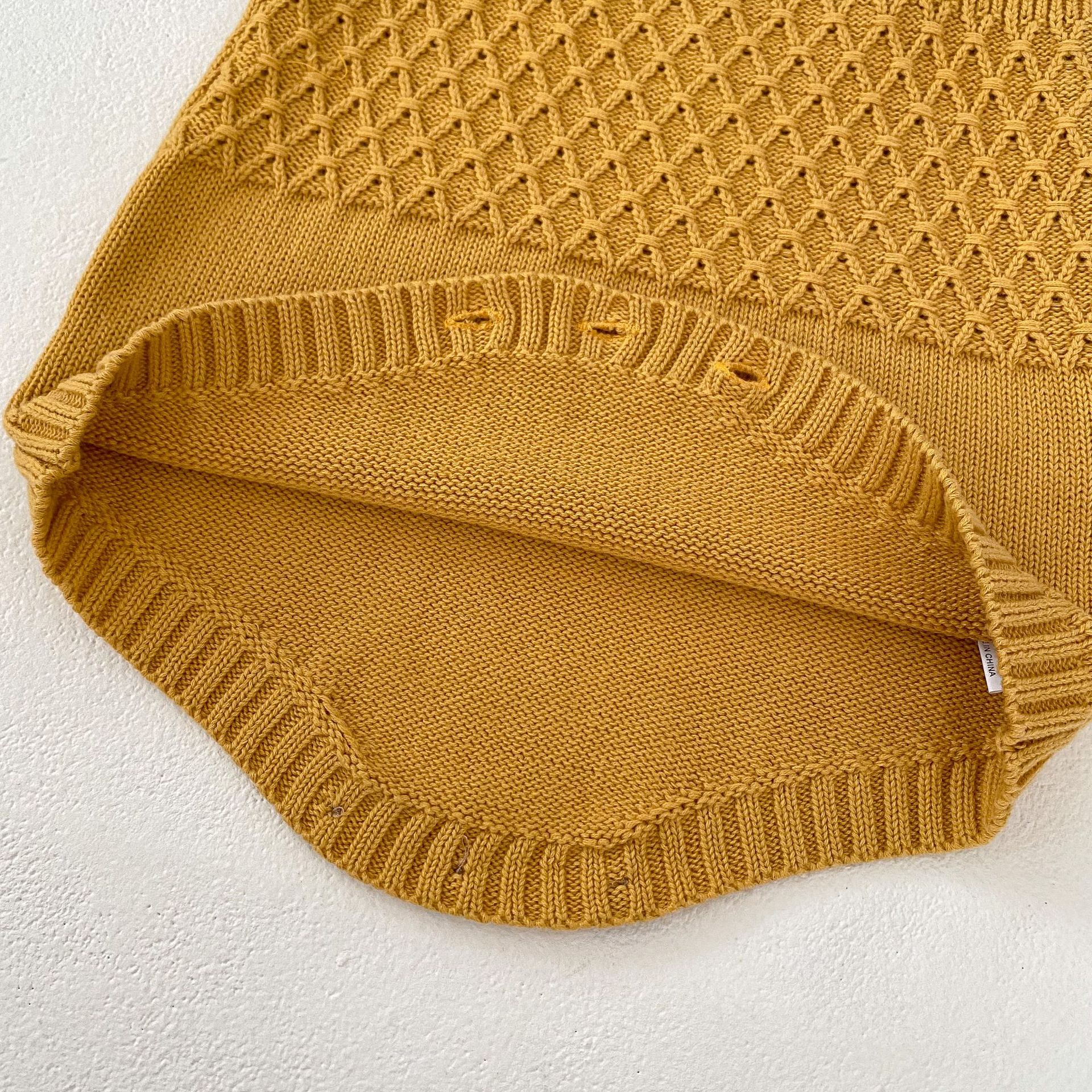 Proljetna 2024. žuta pletena jakna za dojenčad i djevojčice + jednobojni kaput na naramenice, set od 2 dijela dostupan za sortiranje_voghion.com