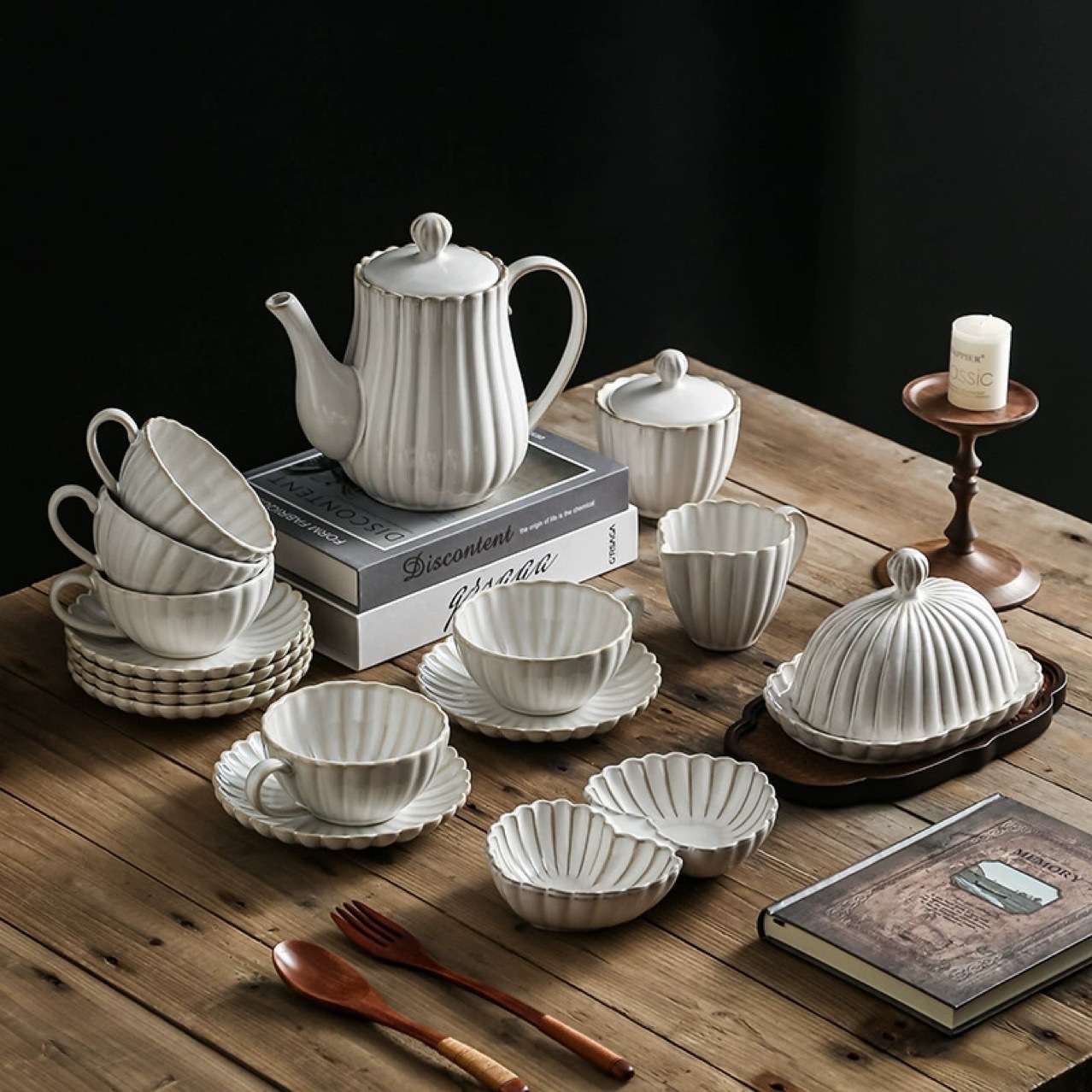 Ceramic tableware, set, oil
