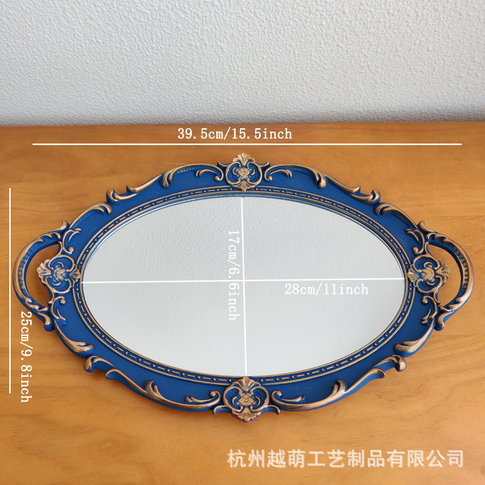 Bandeja de espejo de vidrio retro estilo europeo, estilo "ins", decoración para sala de estar, para aromaterapia, exhibición de joyería, bandeja de almacenamiento.