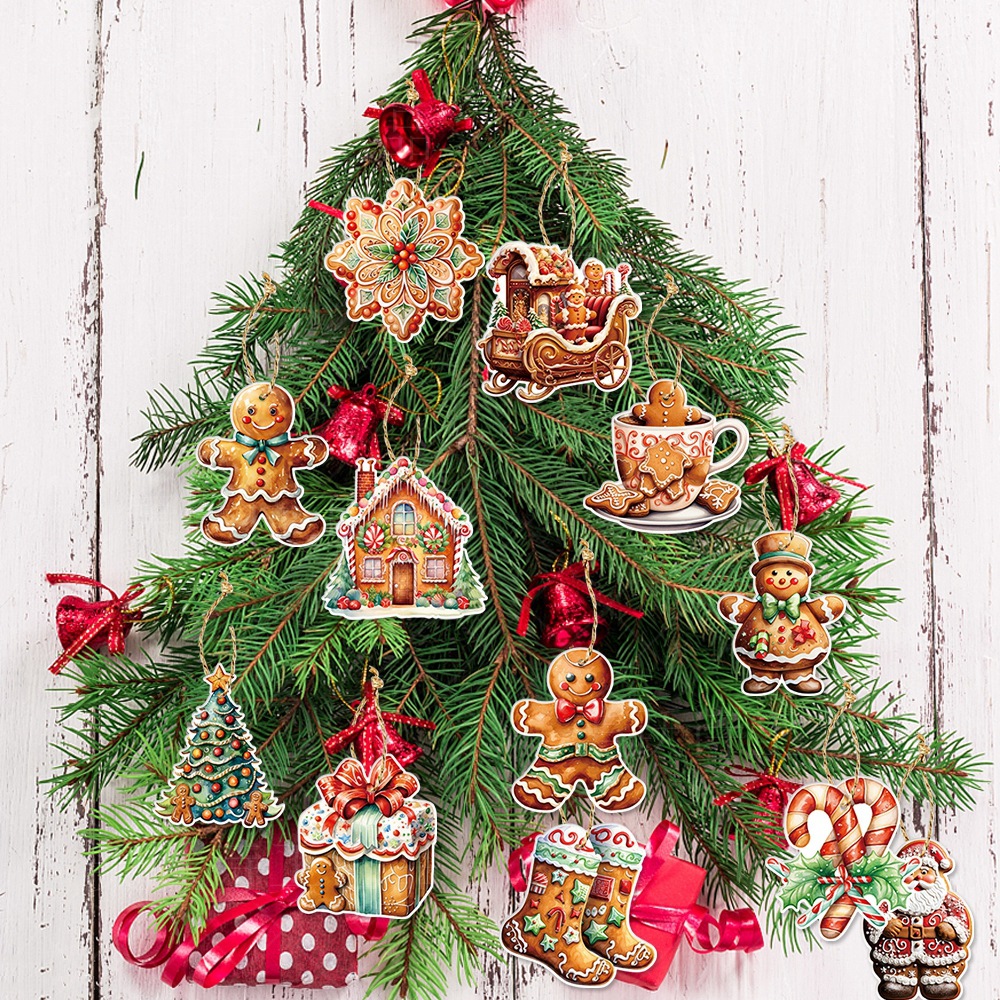 Nuevos adornos colgantes para fiestas navideñas, suministros de decoración navideña con temática de hombre de jengibre de invierno