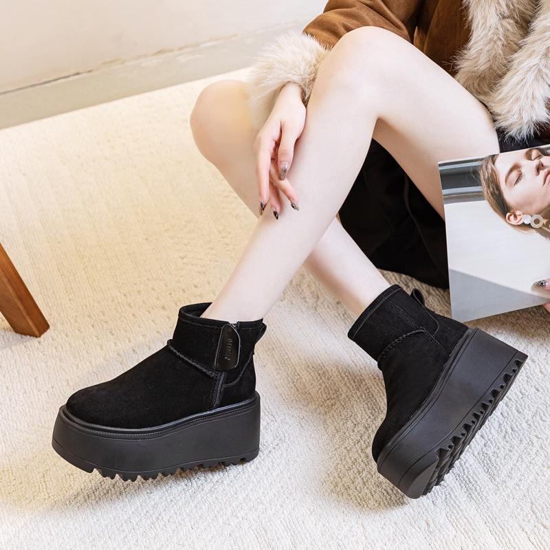 Fashionable winter keep warm low solid color universal low boots…