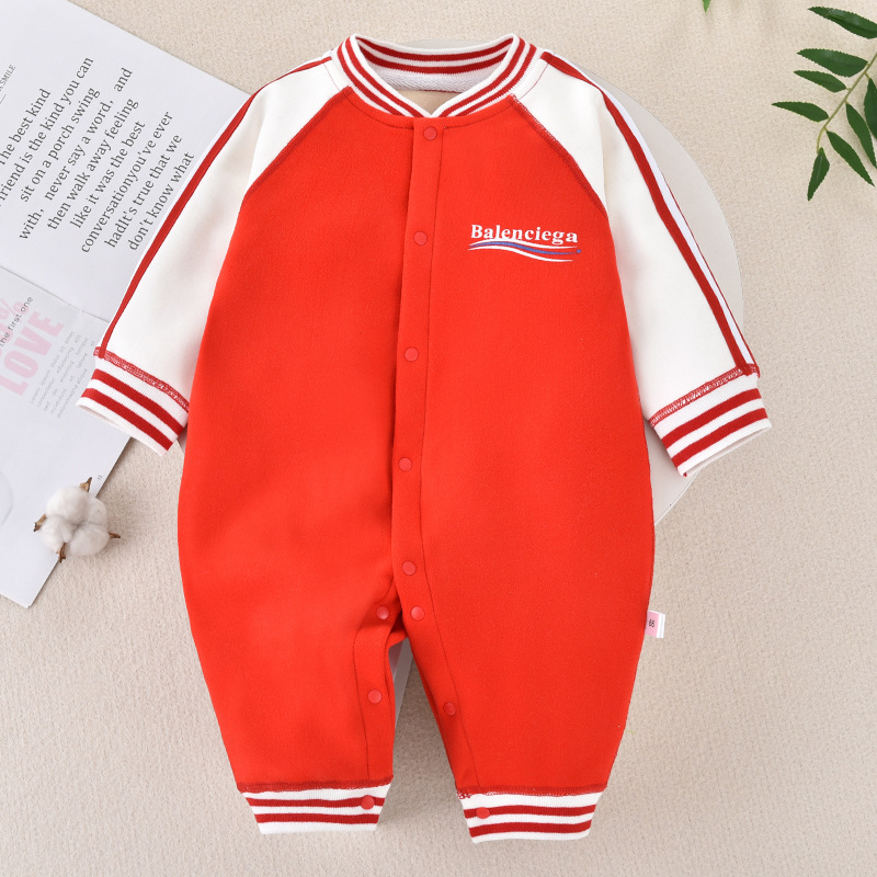 Bebé primavera y otoño puro algodón mono recién nacido Rojo Año Nuevo saludo ropa del bebé 100 días Super lindo mameluco