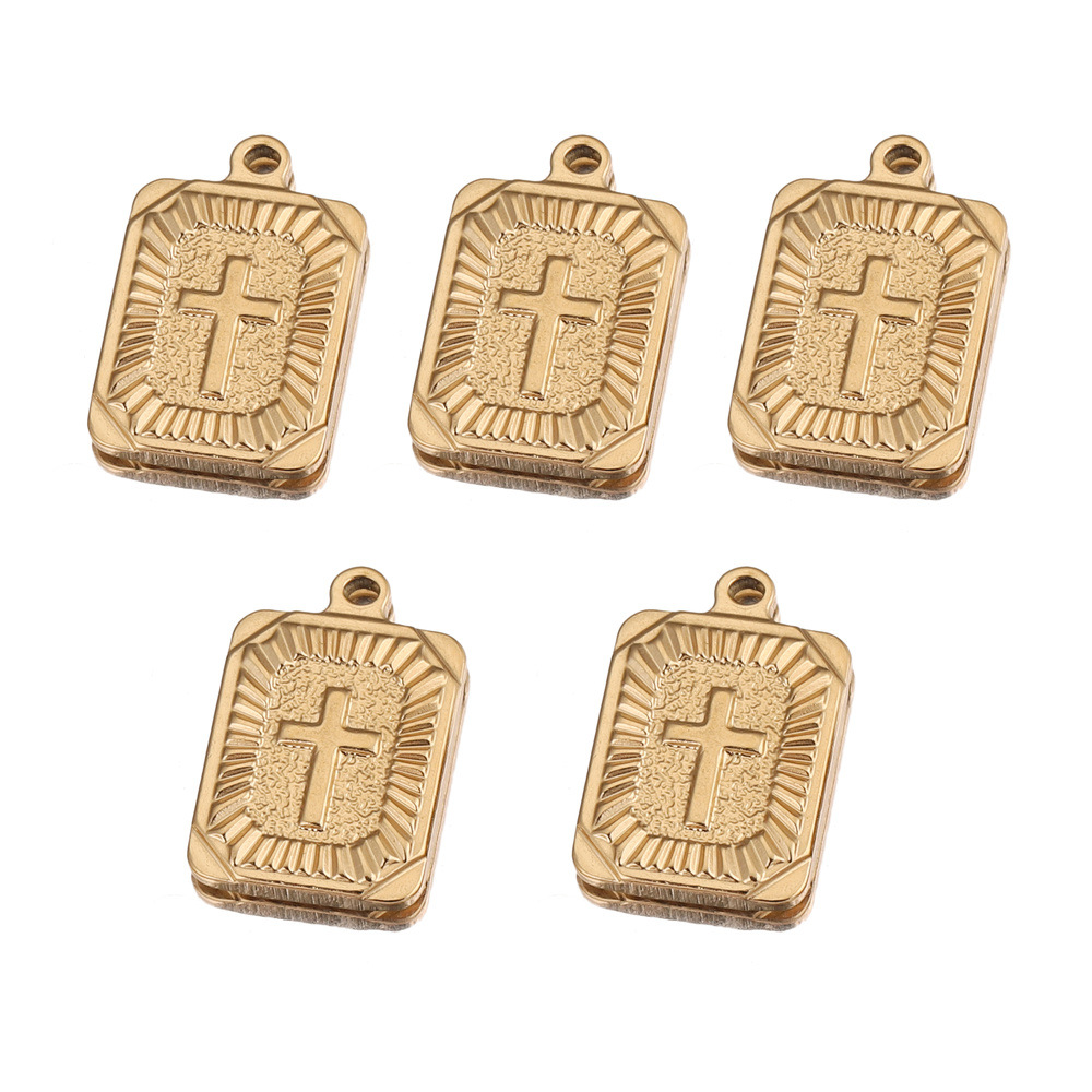 Acero inoxidable rectangular lanzamiento Cruz colgante DIY joyería hip hop punk colgante vacío chapado